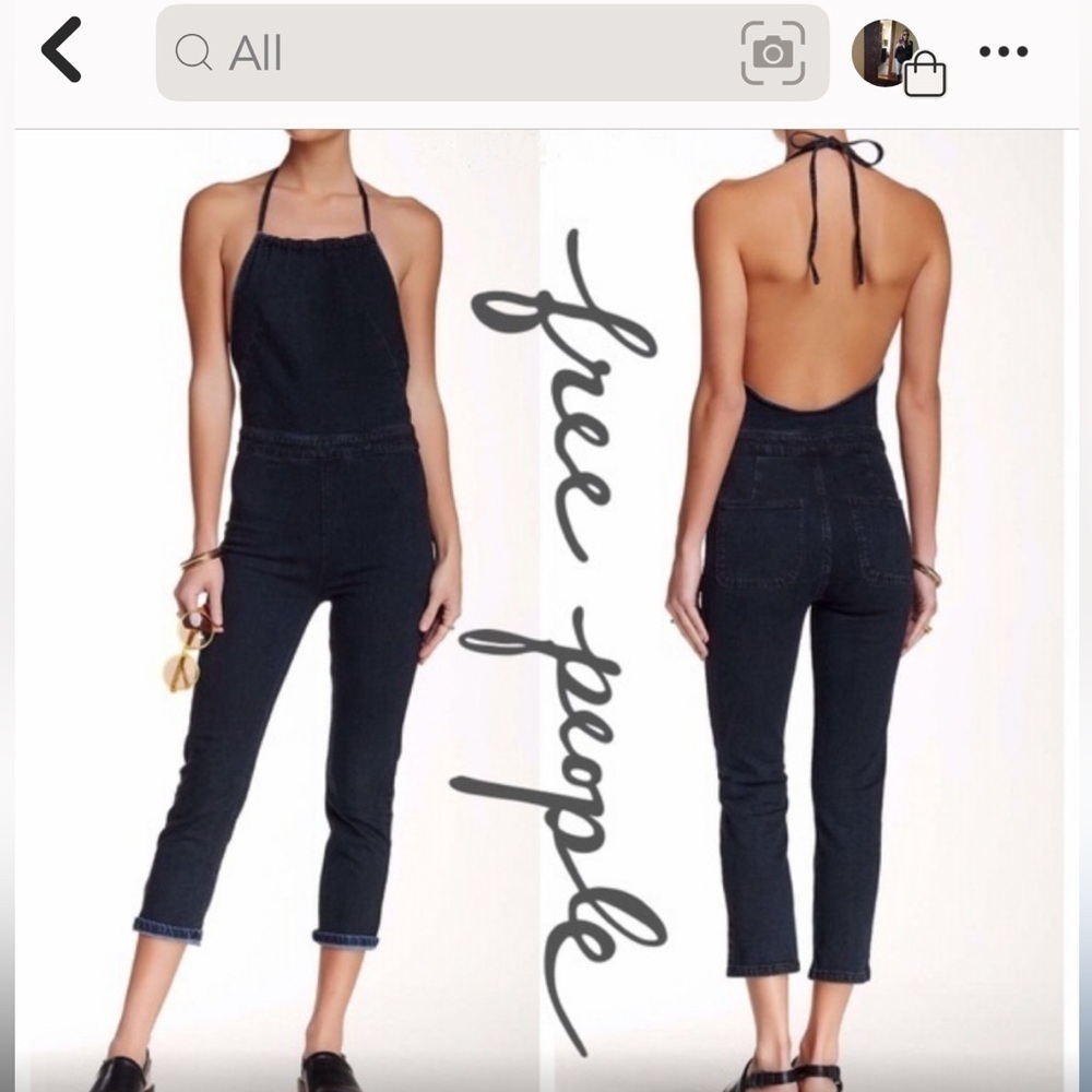 Free People Denim Overall Open Back